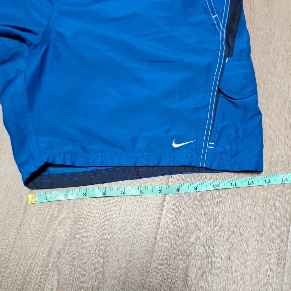 Nike Swim Trunks Mens XL Blue Excellent Mesh Lined Cargo Pocket Board Shorts‎